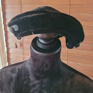 Vintage 1950s Black Velvet Hat with button accents